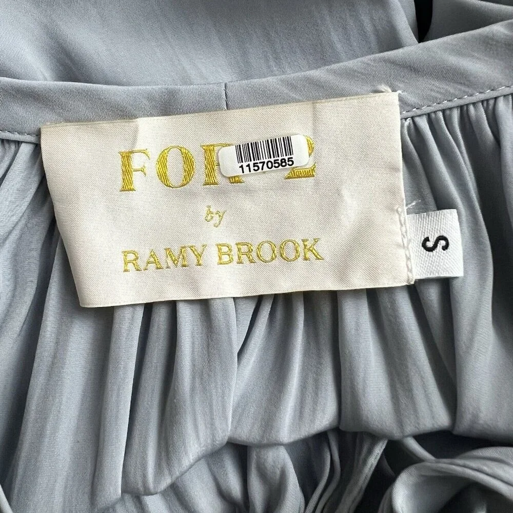 Ramy Brook‎ Maternity Blouse Peasant Cut Out Grommet Long Sleeve Pale Blue Small